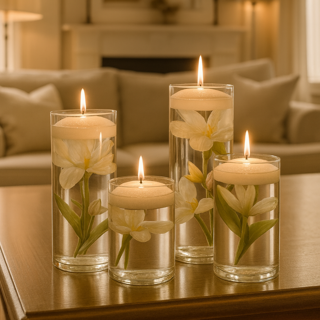 Pearled Candle - White, Unscented