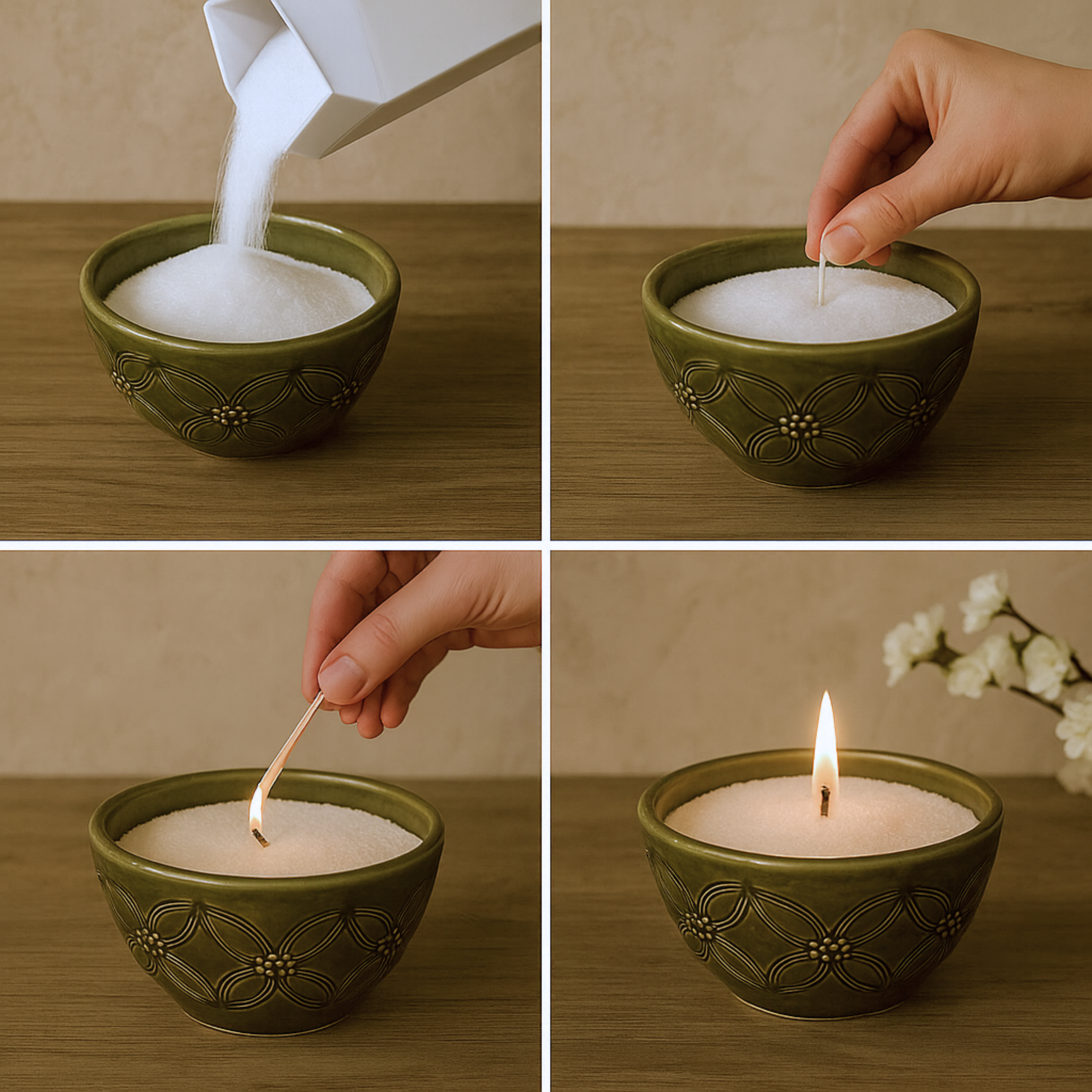 Pearled Candle - White, Unscented